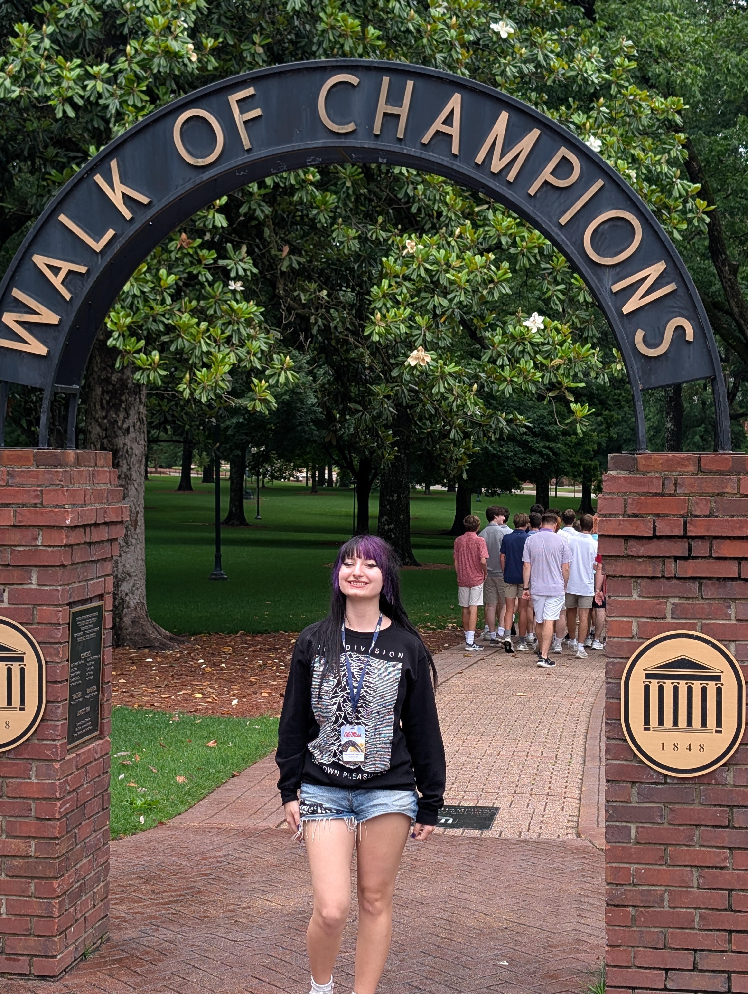 Gia under the Walk of Champions at Ole Miss