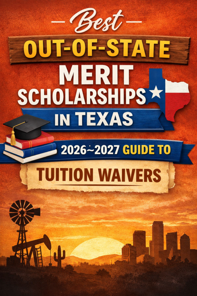 Out-of-state merit scholarships in Texas 2026–2027 guide featuring tuition waivers at Texas public universities