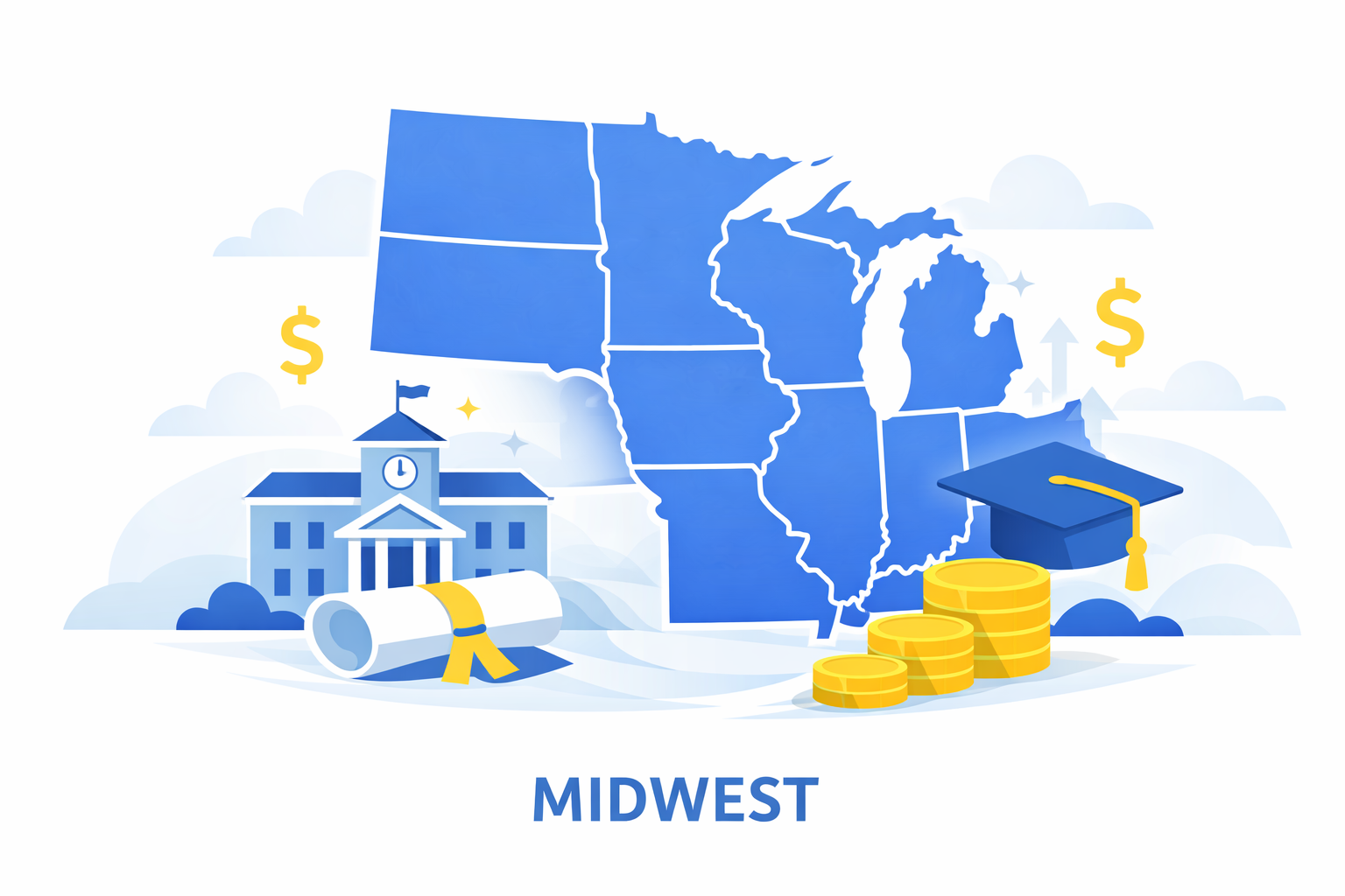 Midwest full tuition scholarships overview showing colleges and scholarship pathways across the region