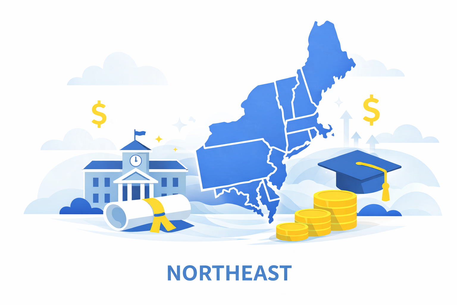 Northeast colleges with automatic scholarships including Mid-Atlantic and New England schools