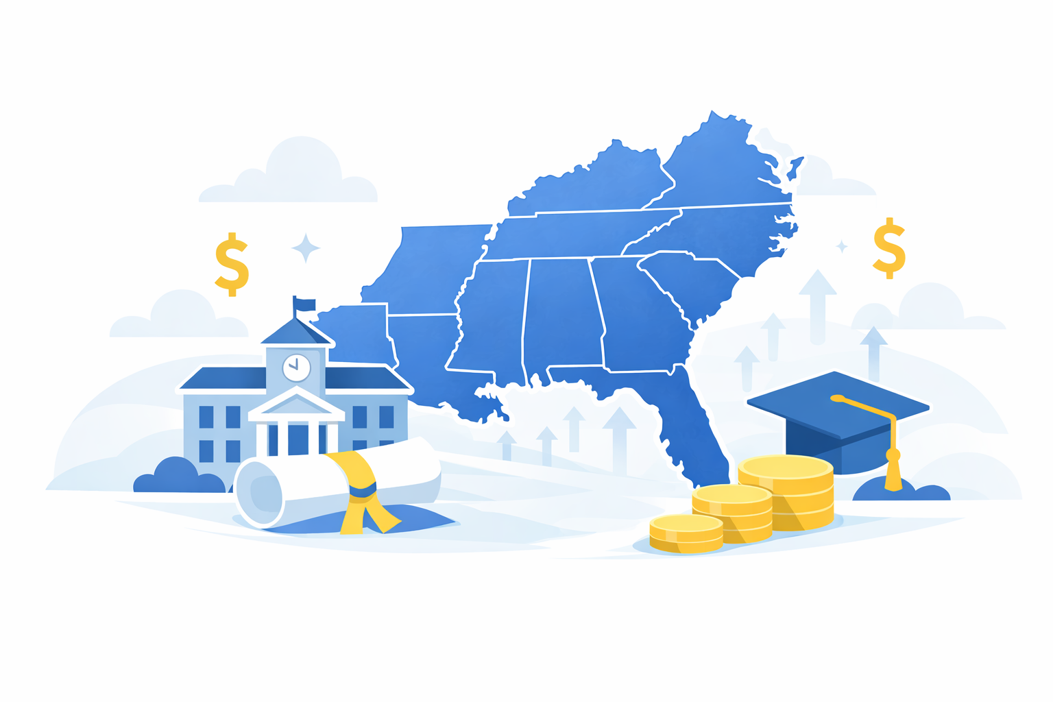 Southeast full tuition scholarships overview showing colleges and scholarship pathways across the region