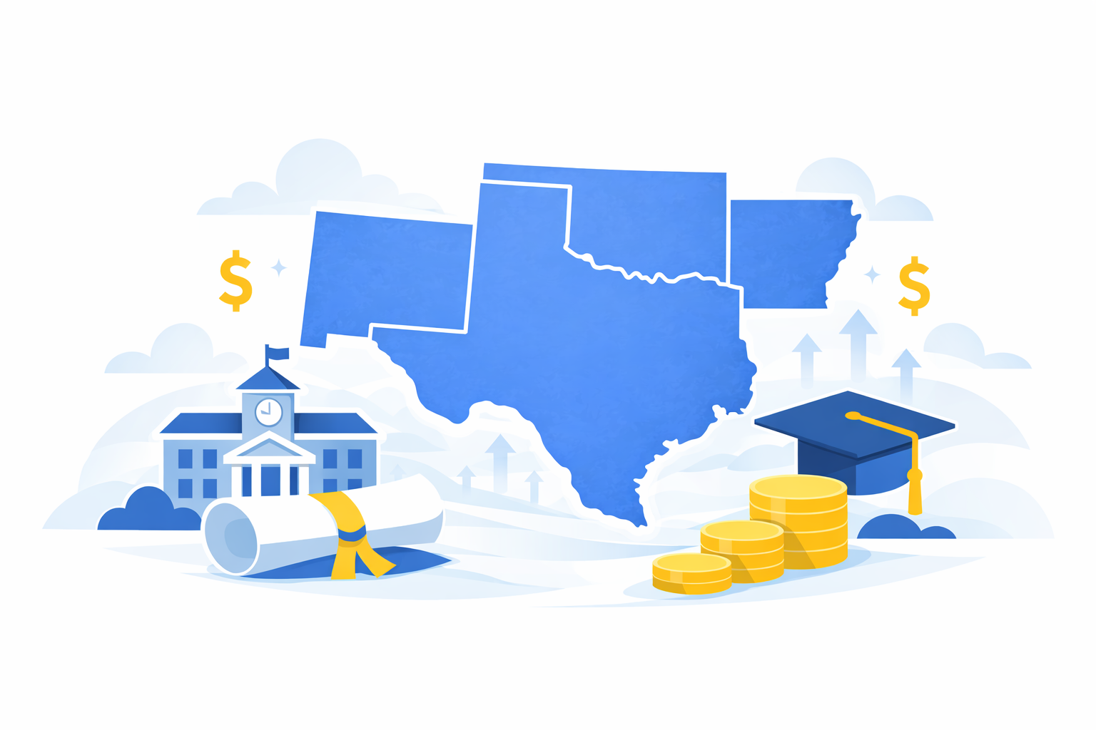 Southwest full ride scholarships overview showing colleges and scholarship pathways across Texas, Oklahoma, and New Mexico