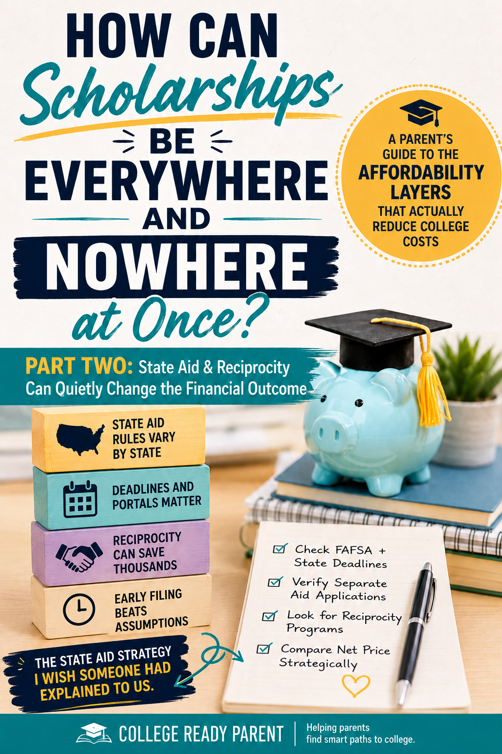 Scholarships and state aid infographic showing how state aid and reciprocity can help reduce college costs